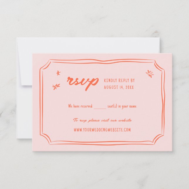 Tarjetas RSVP Boda Quirky con mano y colorida (Anverso)