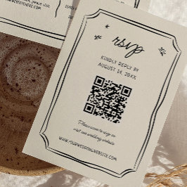 Tarjetas RSVP Boda Quirky QR con mano captada capr