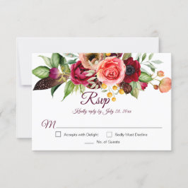 Tarjetas RSVP Bohemias de Romance Floral