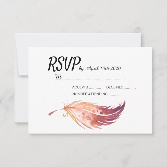 Tarjetas RSVP Boho Feather (Anverso)