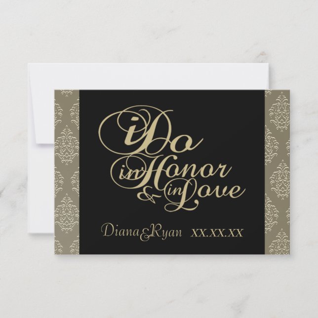 Tarjetas RSVP Champagne Damask (Anverso)