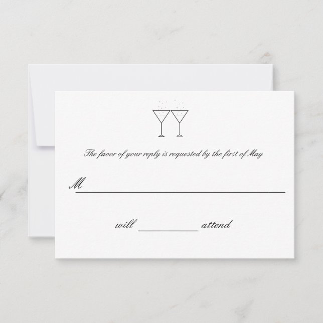 Tarjetas RSVP "Champagne Glasses" (Anverso)