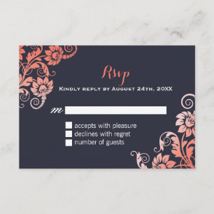 Tarjetas RSVP Chic Coral and Blue Shabby