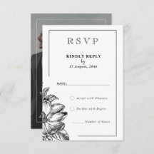 Tarjetas RSVP clásicas de matrimonio elegante en b