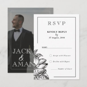 Tarjetas RSVP clásicas de matrimonio elegante en b