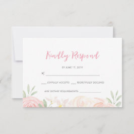Tarjetas RSVP color gris floral rosa Rubor