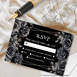 Tarjetas RSVP color negro oscuro Boda gótico