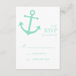 Tarjetas RSVP (color verde pálido) de anclaje náut