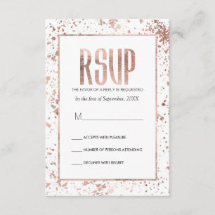 Tarjetas RSVP con bandeja de pintura de oro de Ros