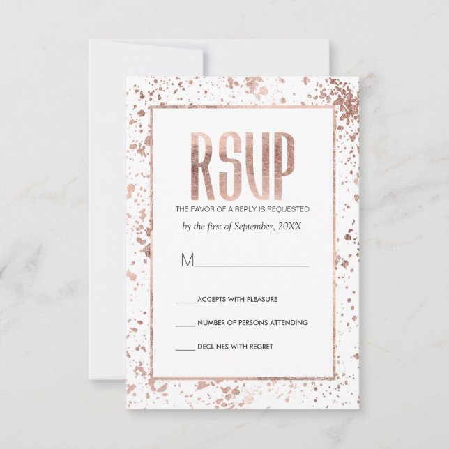 Tarjetas RSVP con bandeja de pintura de oro de Ros (Anverso)
