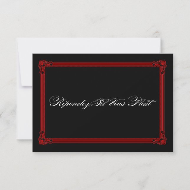 Tarjetas RSVP con estilo Poster rojo y negro (Anverso)