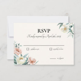 Tarjetas RSVP con floración rosa y crema