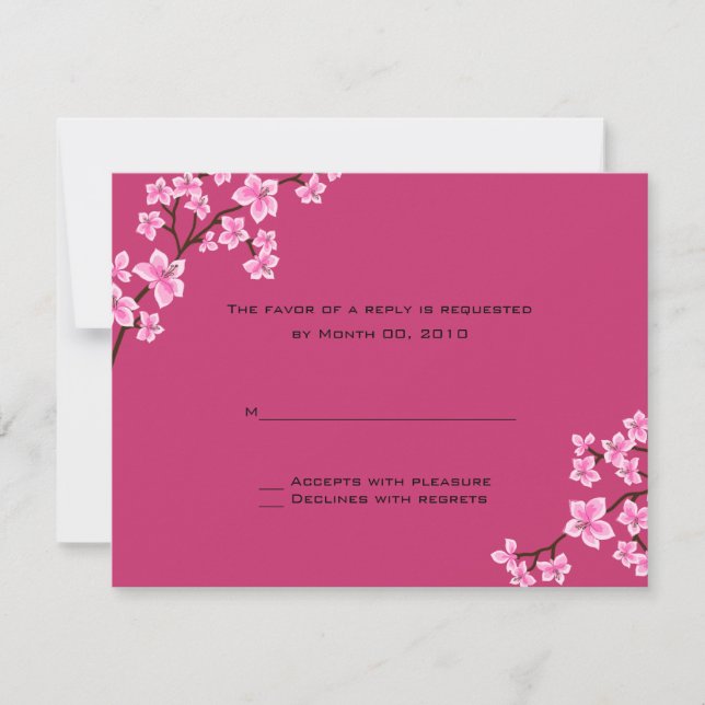 Tarjetas RSVP con flores de cerezo (Anverso)