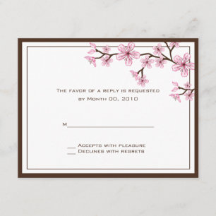 Tarjetas RSVP con flores de cerezo