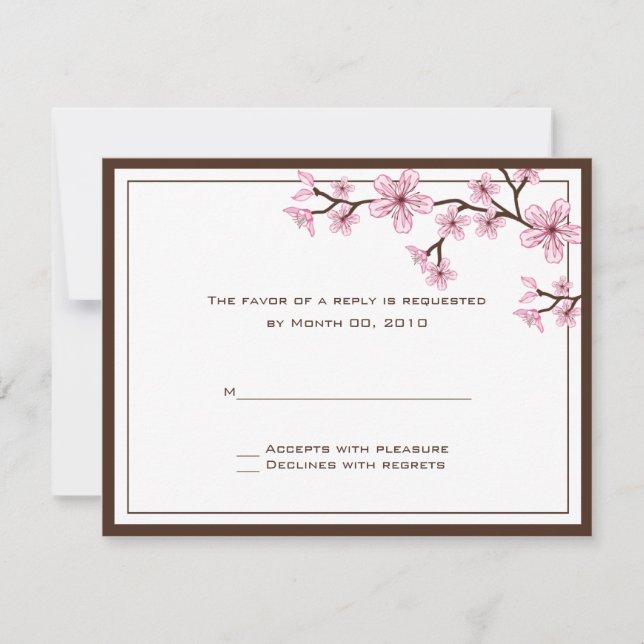 Tarjetas RSVP con flores de cerezo (Anverso)
