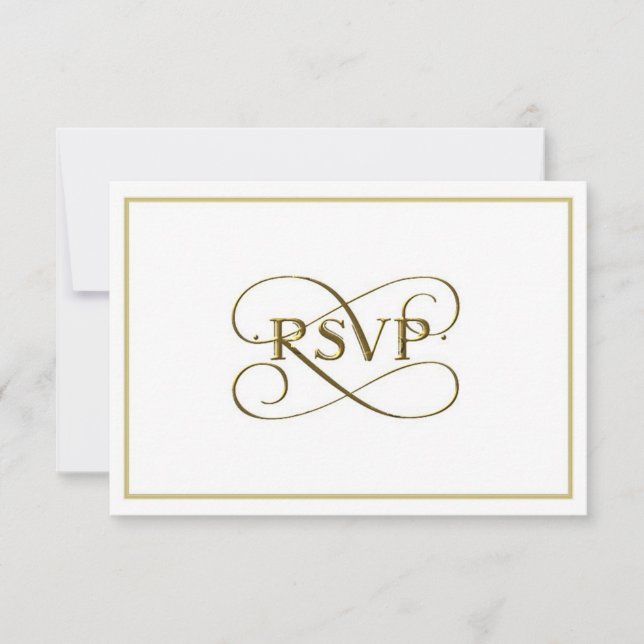 Tarjetas RSVP con letras de oro elegantes (Anverso)