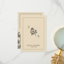 Tarjetas RSVP con logotipo floral clásico elegante