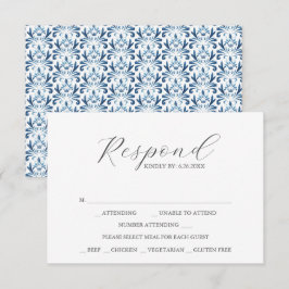 Tarjetas RSVP con patrón azul turbio para la elecc