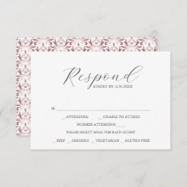 Tarjetas RSVP con patrón Rosa polvoriento para la 