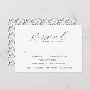 Tarjetas RSVP con patrón verde de selección de com