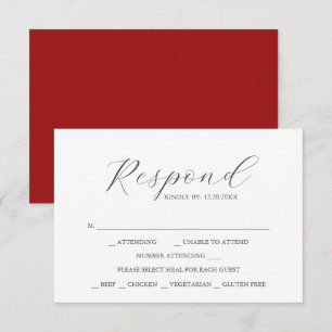 Tarjetas RSVP con Rojo de elección de comida