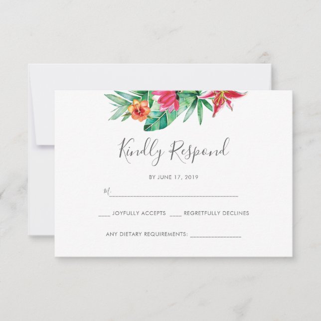 Tarjetas RSVP de acuarela floral tropical (Anverso)