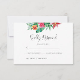 Tarjetas RSVP de acuarela floral tropical