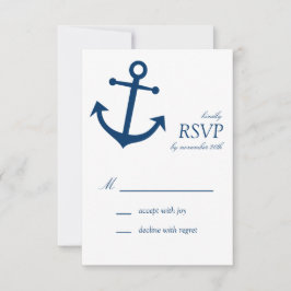 Tarjetas RSVP de Ancla Náutica (Azul marino)