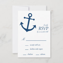Tarjetas RSVP de Ancla Náutica (Azul marino)