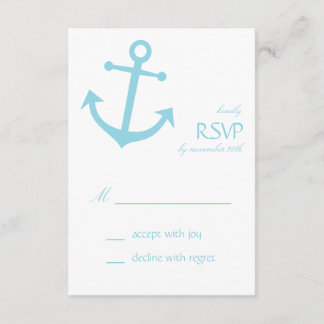 Tarjetas RSVP de anclaje náutico (azul pálido)