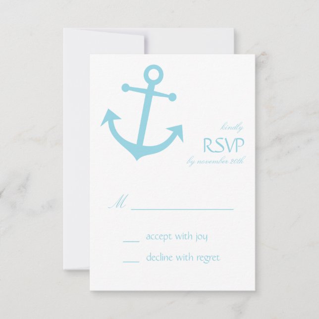 Tarjetas RSVP de anclaje náutico (azul pálido) (Anverso)