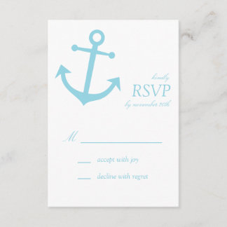 Tarjetas RSVP de anclaje náutico (azul pálido)
