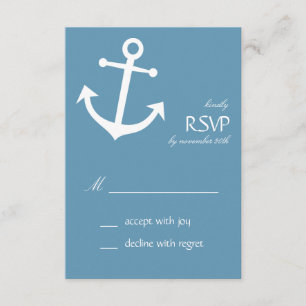 Tarjetas RSVP de anclaje náutico (gris azul de ace