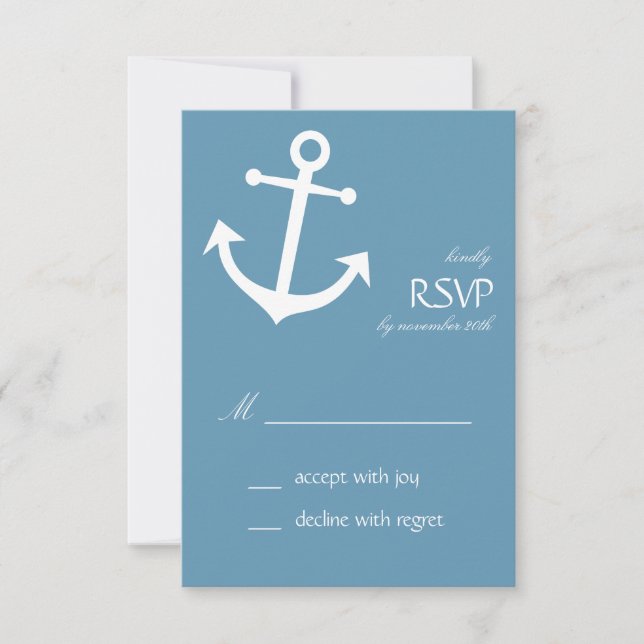 Tarjetas RSVP de anclaje náutico (gris azul de ace (Anverso)
