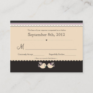Tarjetas RSVP de Aves de Amor Violeta y Verde azul