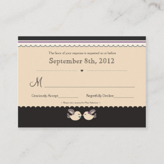 Tarjetas RSVP de Aves de Amor Violeta y Verde azul