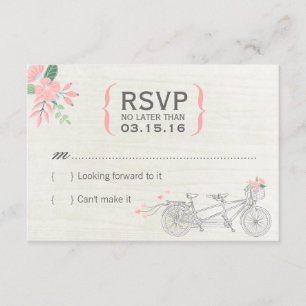 Tarjetas RSVP de bicicleta de tándem con flores
