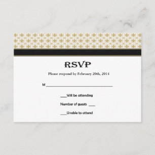 Tarjetas RSVP de Black Gold Fleur de Lis Wedding