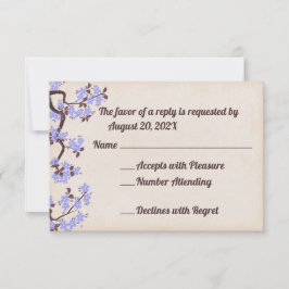 Tarjetas RSVP de Blue Lavender Sakura Blossoms