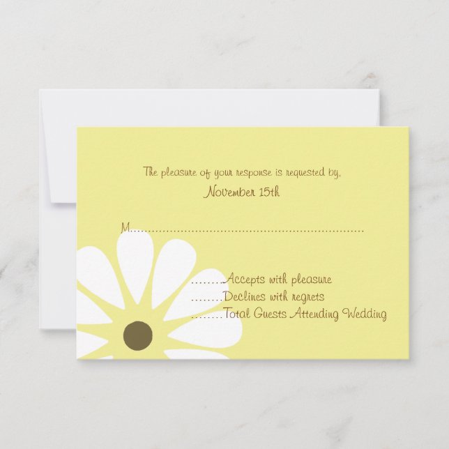 Tarjetas RSVP de boda amarilla y blanca (Anverso)