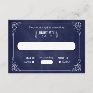Tarjetas RSVP de Boda Art Deco de la Marina Blue C