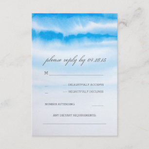 tarjetas RSVP de boda azul acuarela moderna