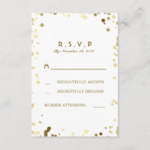 Tarjetas RSVP de Boda Blanca Elegante de Confetti 