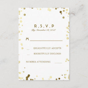Tarjetas RSVP de Boda Blanca Elegante de Confetti