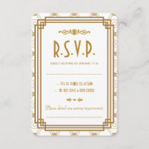 Tarjetas RSVP de boda blanca personalizado Art Dec