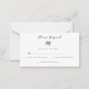 Tarjetas RSVP de boda Blue Crab de color de agua d