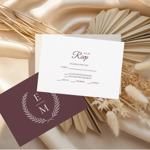 Tarjetas RSVP de Boda Borgoña minimalista