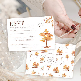 Tarjetas RSVP de Boda Botánica Marrón de Terracota