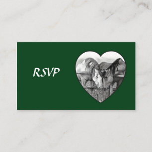TARJETAS RSVP DE BODA: CABALLOS EN PENCIL: CORAZÓN