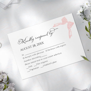 Tarjetas RSVP de boda   Caligrafía de vaca rosa